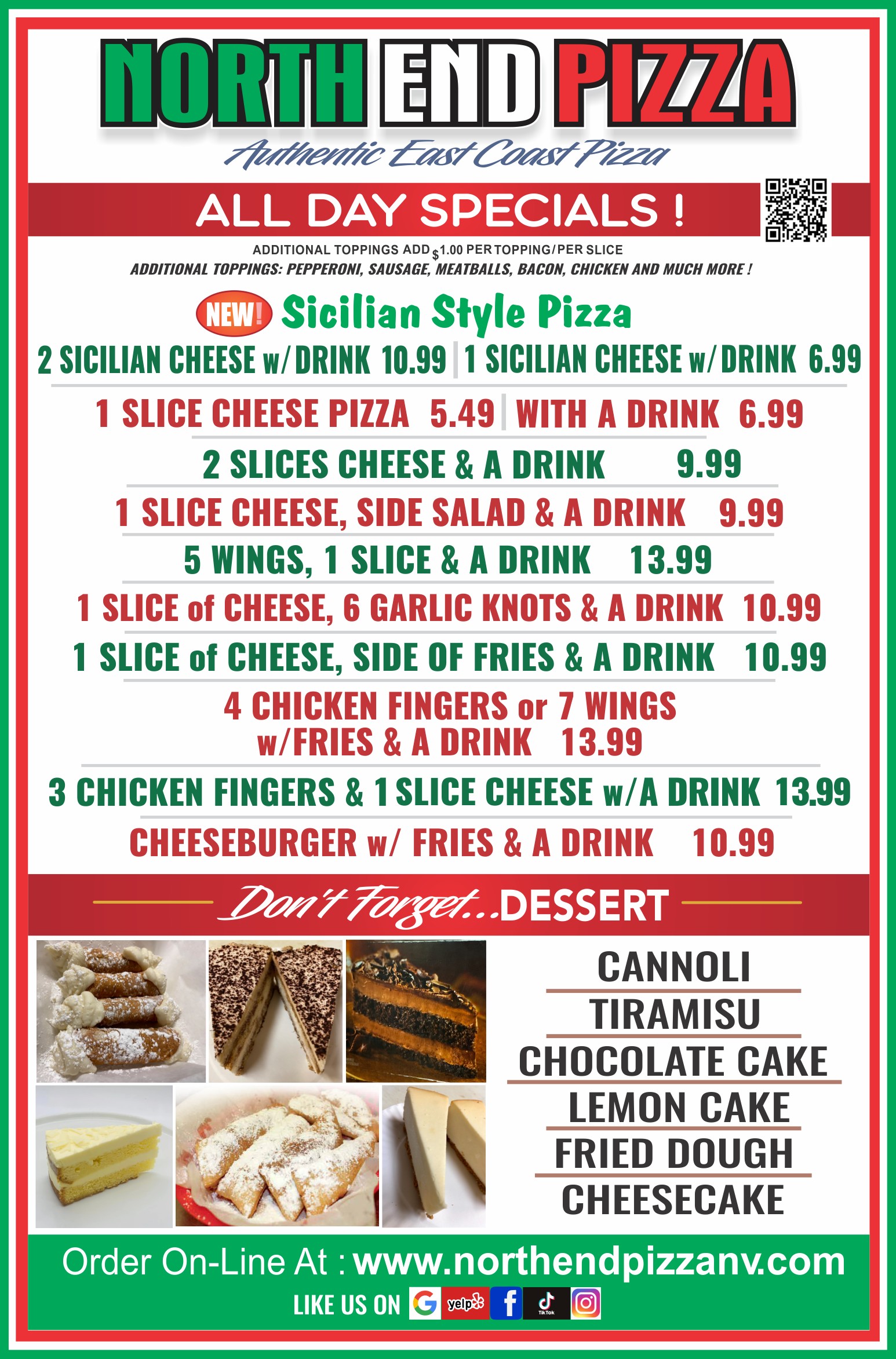All day specials Menu