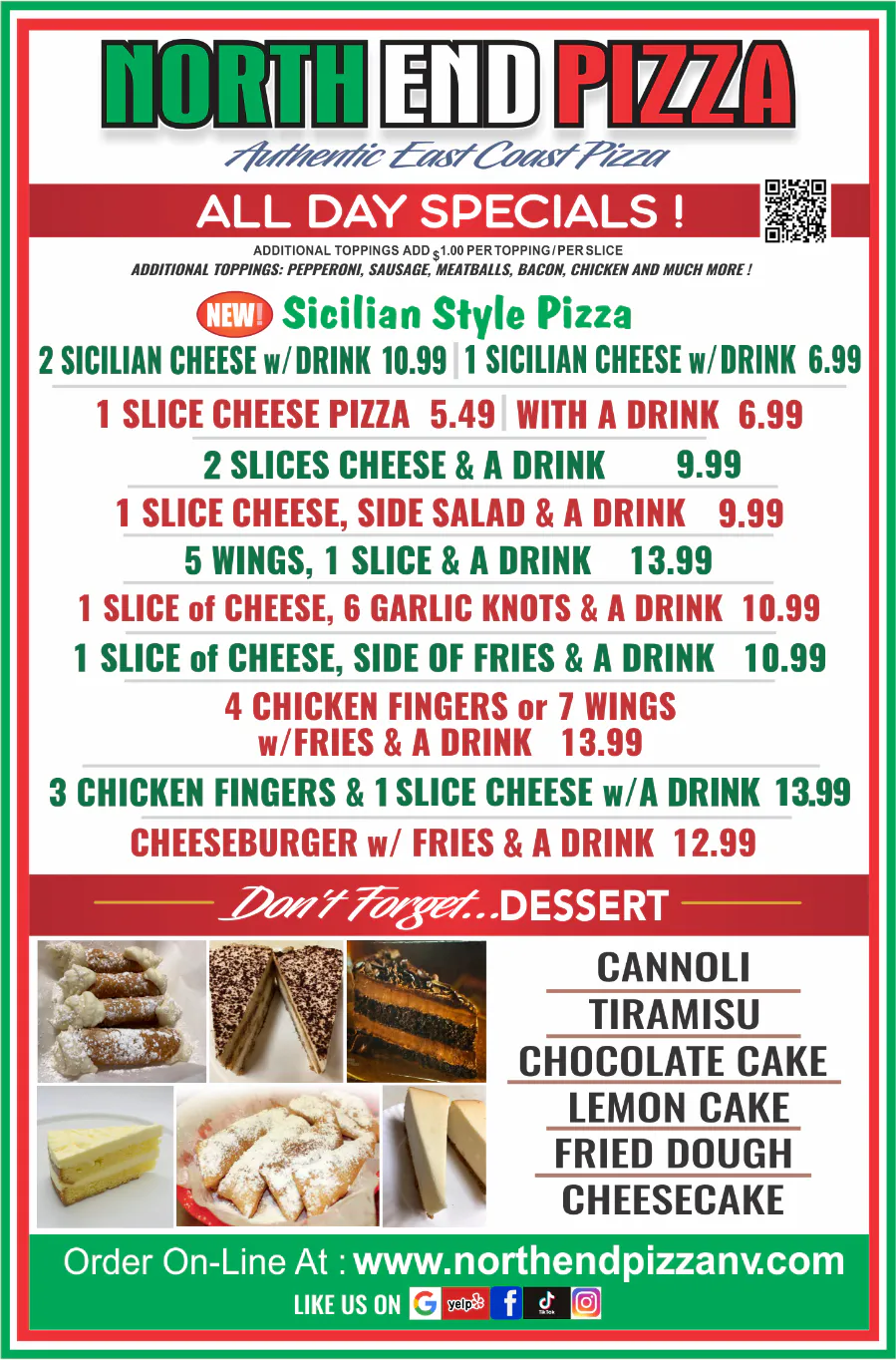 ALL Day specials Menu