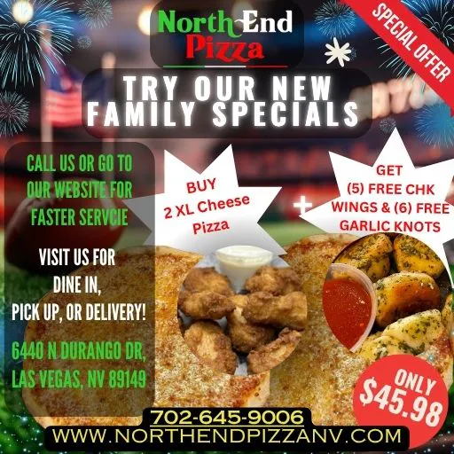 Family Special — Two XL Pizzas, Wings & Knots
